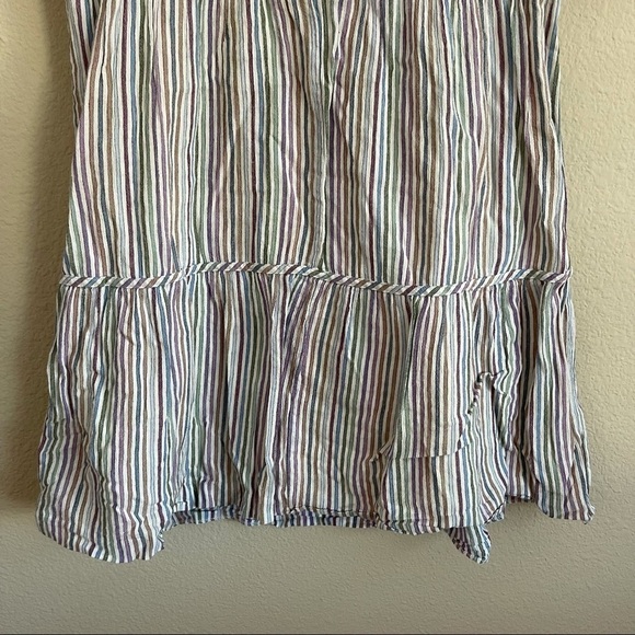 Madewell Striped Crewneck Button-Front Tiered Mini Dress Lined Small - Picture 8 of 15